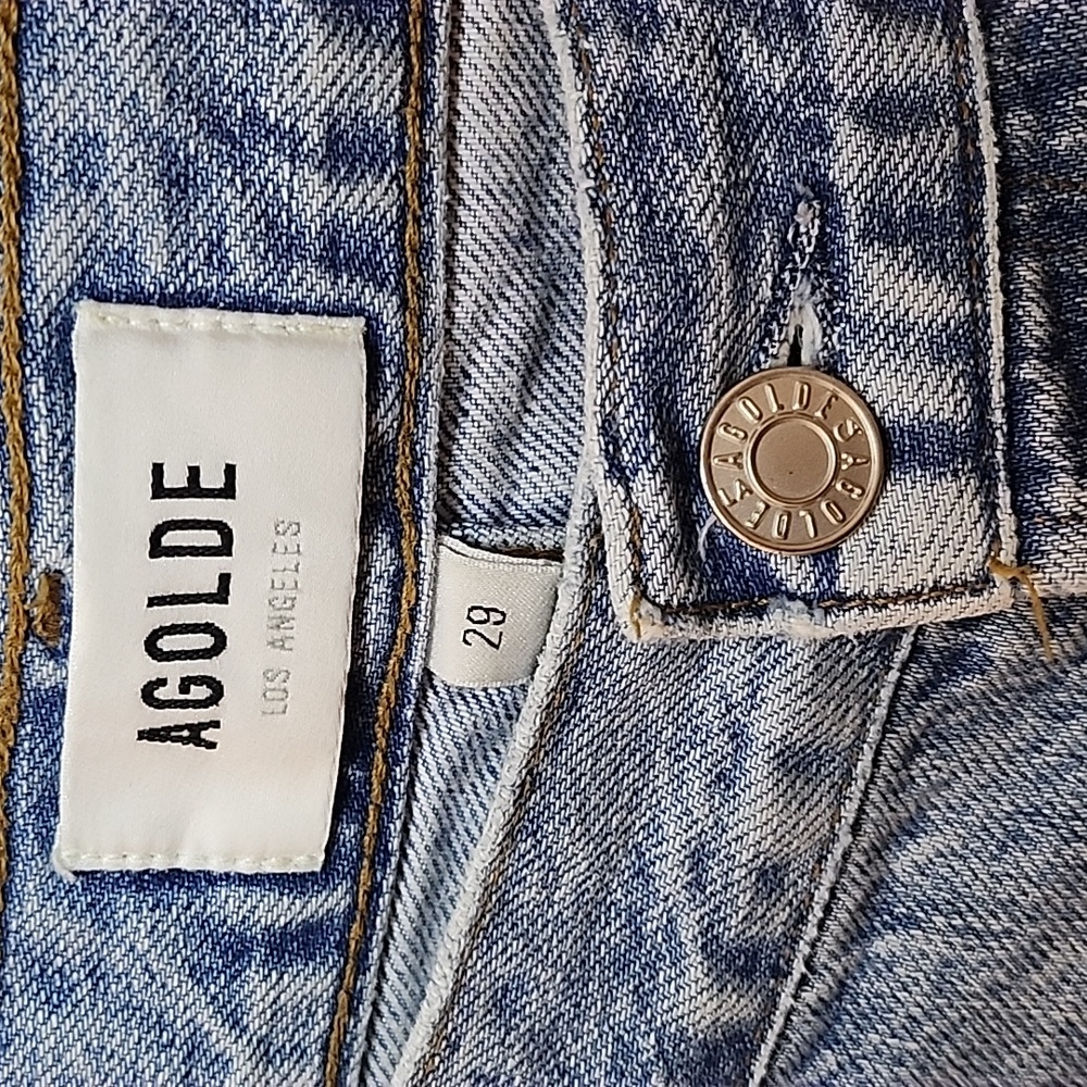 AGOLDE 100% Organic Cotton Jamie High Rise Jeans Distressed Button Fly Sz 29 - Picture 10 of 16